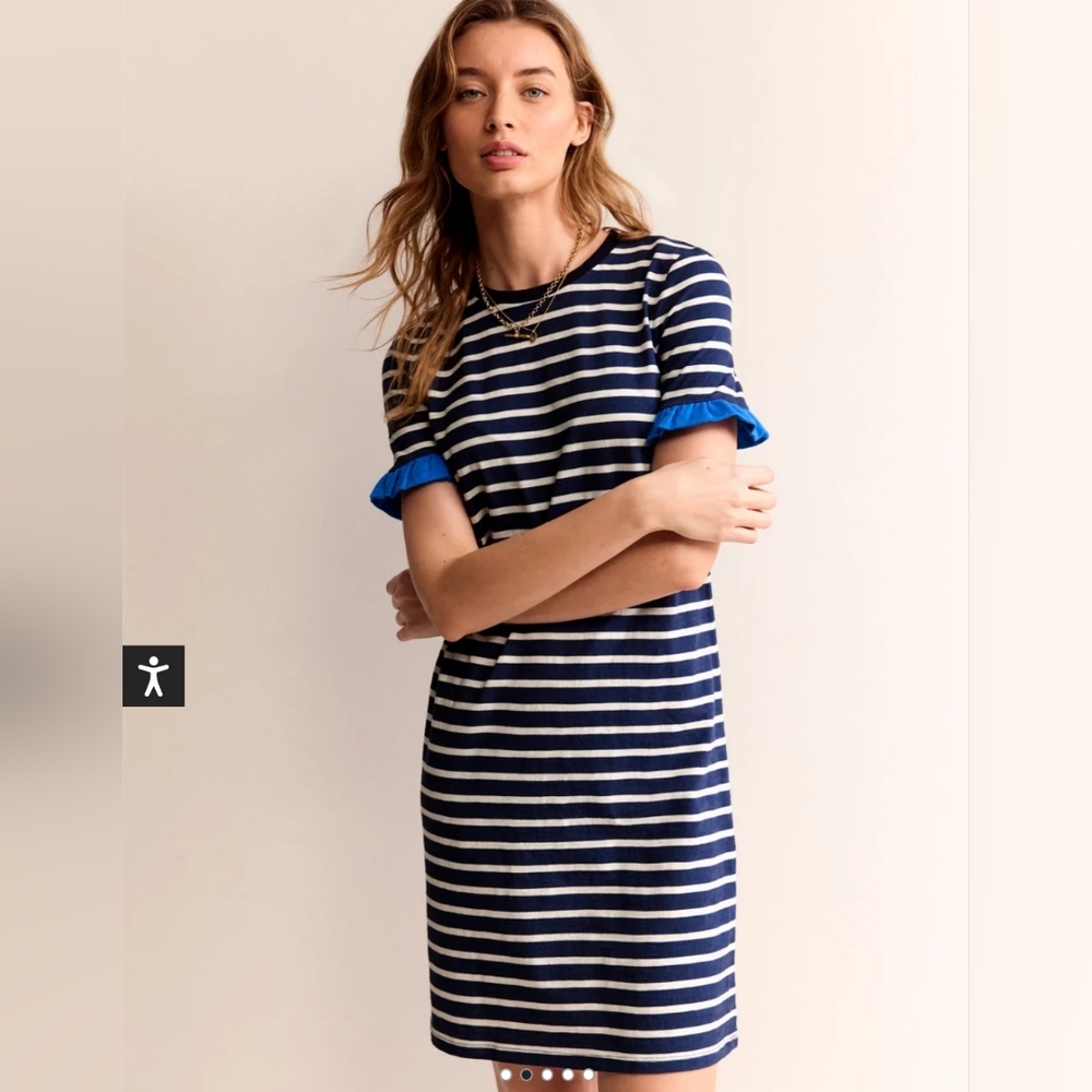 Boden Emily Striped, Navy, White And Blue Dress Size 6